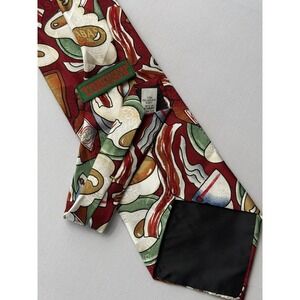 VTG Tabasco 100% Silk Tie Spicy‎ Eggs and Bacon W-4" L-56.5" Made in USA